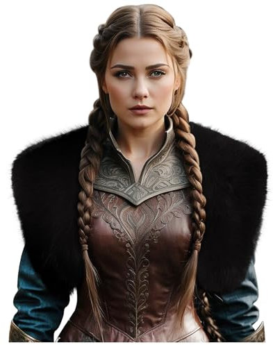 keland Médiévale Col Fausse Fourrure Écharpe Capelet Deguisement Viking Femme (Noir)