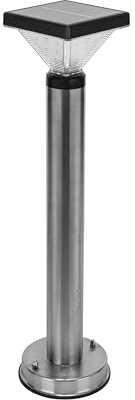 Gama Sonic Luxor Bollard Outdoor Solar Pathway Light, Silver Stainless, 20.25-inch Lamp Height, Sidewalk, Path, Driveway, 50 Lumens (144i58070)
