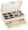 LANDICI Watch Box Organiser Jewellery box for Men Women, 2 Layer 6 Slot PU Leather Watch Storage Case with Glass Top, Large Jewelry Display Holder for Sunglasses Necklace Earring Ring, Apricot