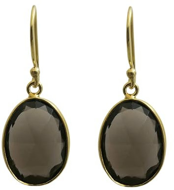 Rauchquarz Vergoldet 925 Silber Ohrringe - Natürlicher Edelstein - Geburtstagsgeschenk - Weihnachtsgeschenk - Handgefertigte Geschenkideen für Frauen