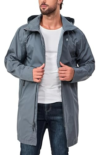 Little Donkey Andy Regenjacke Herren Wasserdicht Atmungsaktive Regenjacke Leichte Winddicht Outdoor leichte Regen Shell Berg Windbreaker langer Mantel für Wandern, Golf, Reisen
