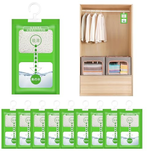 Rigidstone 10 Pack Deshumidificador Armario, Antihumedad Armarios, Absorbentes de Humedad para Colgar, Kitchen Bathroom, Alta Absorción Elimina Humedad y Malos Olores