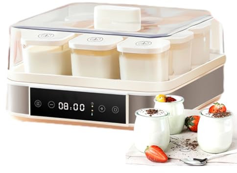 QUTBAG Machine à Yaourt, Machine à Yaourt à Fermentation Automatique avec contrôle de température et de Temps réglables, étuve de pâte avec 9 Pots en Verre, pour pâte à Yaourt, vin de Riz Natto