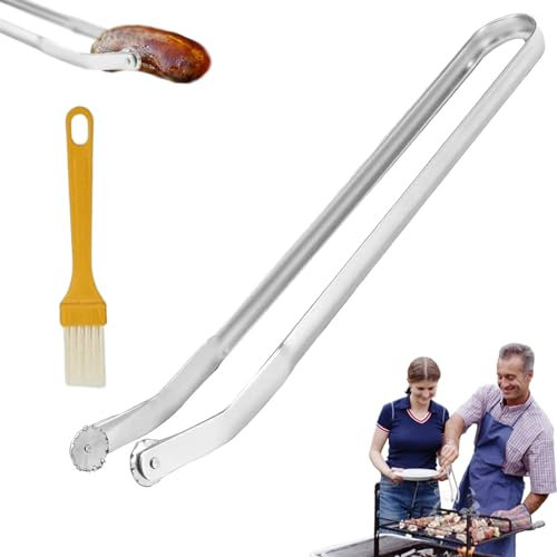 grillzange rädchen,gluckaro grillzange,bbq-würstchen wendezange,grillzange mit rädchen zum drehen,magische grillzange,würstchen wender grill,grillzange zum drehen,bbq würstchen dreher,zange zum wenden