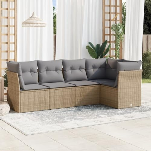 Festnight Gartenlounge mit Stauraum Balkon Lounge Balkon Sofa Rattan Sofa Klein Rattansofa Gartensofa Ecksofa Lounge Sofa Outdoor Polyrattan Balkonmöbel Couch Gartenmöbel Ecklounge