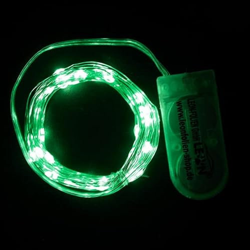 Mini LED Lichterkette Grün mit Batterie 2 Meter 20 LEDs Kupferkabel Wasserdicht Draht Klein Dekoration Weihnachten Halloween Drahtlichterkette für Innen DIY Hochzeit