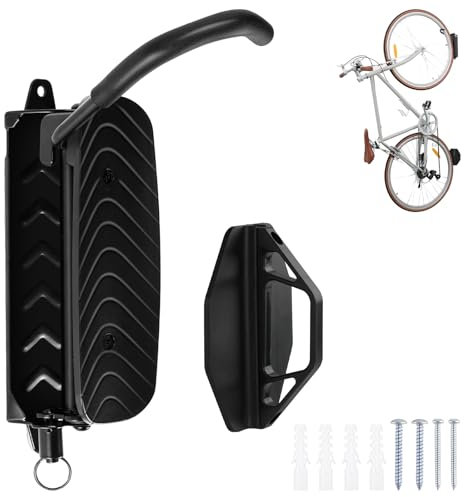 CYFIE Fahrrad Wandhalterung, Vertikal Fahrradständer Schwenkbare, Fahrradständer für die Garage Rennrad Mountainbike etc, platzsparender Wandfahrradständer, Festes Design, Tragkraft 20 kg,1 Stück