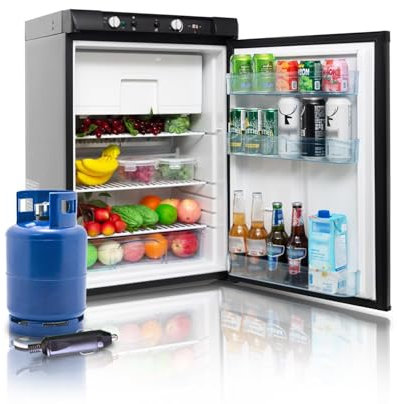SMETA 3 Way Fridge Freezer - 12V/240V/LPG Campervan Fridge for Caravan, Campervan, Garage, Motorhome, Glamping Pod, 100L (85L+15L) Quiet Black