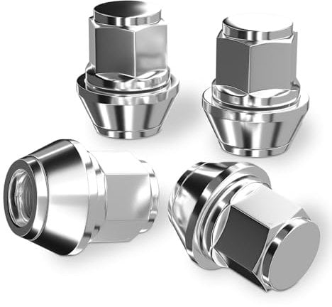 ZOFFI M12x1.5 Chrome OEM Factory Style Large Acorn Seat Lug Wheel Nuts for Most Ford Fiesta Focus Fusion Alloy Wheels - 4pcs Chrome Closed End M12x1.5 Lug Nuts