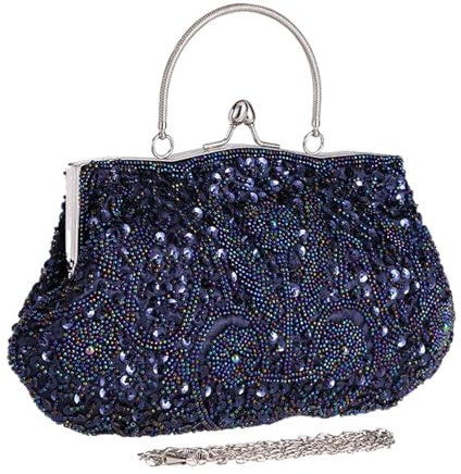 Generisch Perlenabendtaschen - Damen Clutches Kettenriemen Beutel Handtasche,Luxuriöse, exquisite Perlen-Clutch mit großem Fassungsvermögen für Date, Party, Hochzeitsball