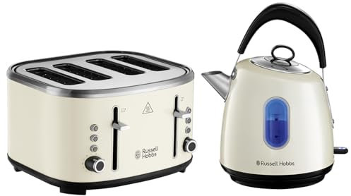 Russell Hobbs Stylevia Cream Kettle & 4 Slice Toaster