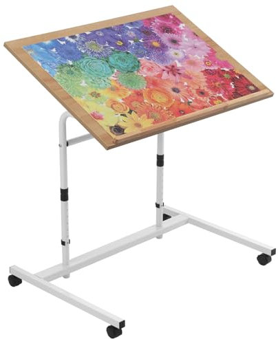XIJ 1000 Piece Tilting Jigsaw Puzzle Table with Legs, 31.1''x22'' Angle and Height Adjustable Puzzle Board Tabletop with Wheels