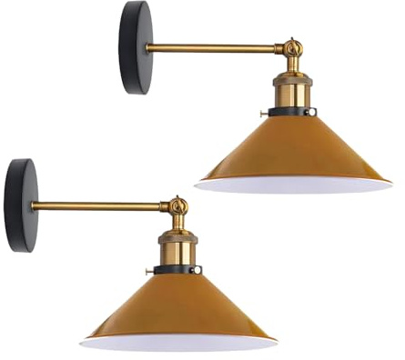 LEDSone Vintage 180 Degree Adjustable E27 Swing Arm Wall Lamp Fixtures Wall Sconces Industrial Metal Indoor Wall Mounted Sconce for Bedroom Galleries Living Room Hallway Kitchen Bulb not Include