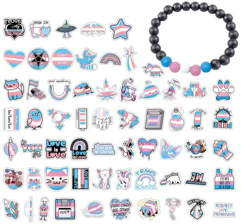 50 Stück LGBT Vinyl-Aufkleber – Trans Pride Bewusstseins-Aufkleber für Wasserflaschen, Laptops und Scrapbooking, inklusive Geschenk