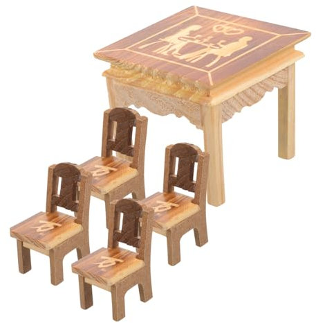 TOYANDONA 1satz Miniatur Holz Tisch Und Stuhl Für Puppenhaus Teiliges Kreative Dekoration Für Kinderzimmer Realistische Miniaturmöbel Für Spielzeughäuser Zufälliger Stil