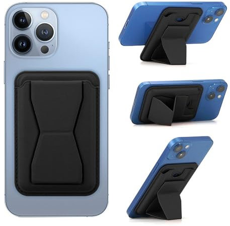 TTPSRY Porte-Cartes Magnétique pour iPhone 16/15/14/13/12 Série Compatible MagSafe avec Support Réglable et Stockage de 3 Cartes Portefeuille Téléphone