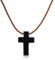 COAI Italienische braune Lederkette mit Kreuz Anhänger aus Obsidian für Herren und Damen