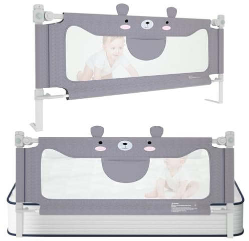 Kidsgigglz Rausfallschutz Bett 150cm, Bett Rausfallschutz Kinder, Bettgitter Bettschutzgitter Kinderbettgitter Babybettgitter, Höhenverstellbar Kinderbettgitter für Reisen, Cartoon