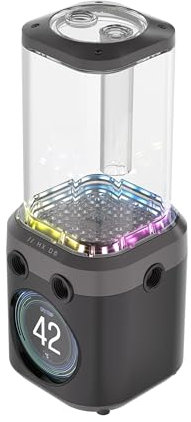 CORSAIR iCUE LINK XD6 RGB ELITE Unidad de Bomba/Depósito LCD – Bomba FlowDrive Max, Pantalla LCD IPS de 480x480, Sensor de Temperatura Integrado, 22 LED RGB Direccionables – Gris Sigilo