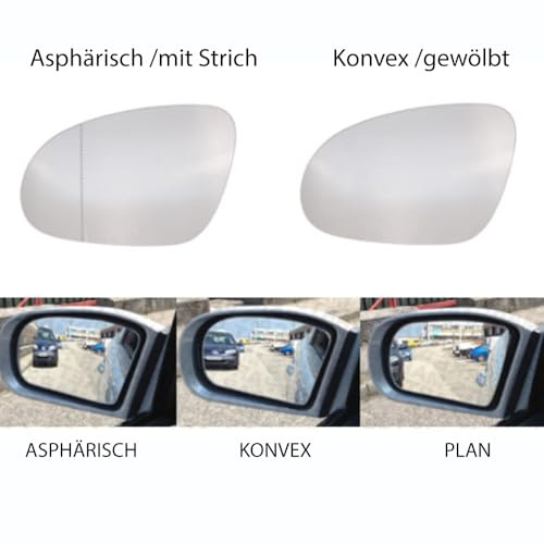 Spiegelglas zum Kleben Ersatzspiegelglas Außenspiegel Rechts Asphärisch passend für VW SHARAN I 2000-2004