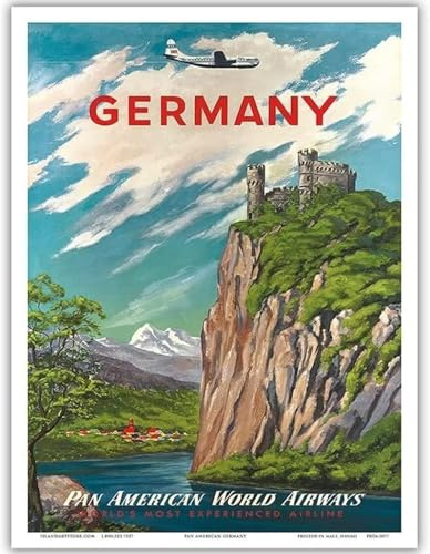 HKAHF AJWUQ Poster Pan American World Airways, Wandkunst, Ausstellung, Leinwandbild, Retro-Drucke für Raumdekoration, Bild, 60 x 80 x 1, ohne Rahmen