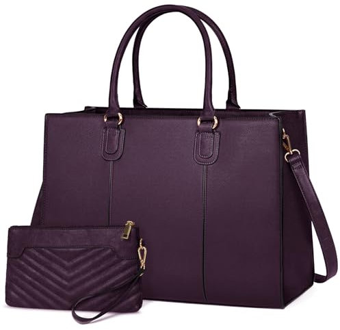 NEWHEY Borsa Donna 15,6 Pollici Laptop Grande Borsa da Lavoro Tote con Frizione Cartella Pelle PU Spalla Tracolla per Scuola Messenger Ufficio Viaggi Affari