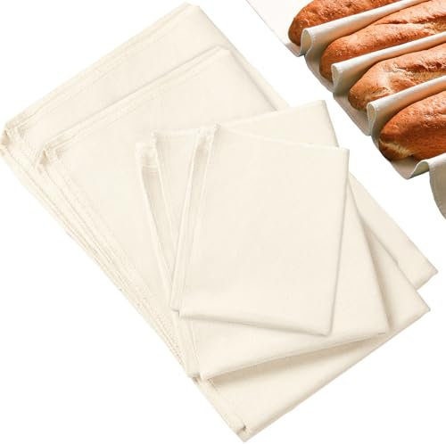 Mafagwre 4 Stück Bäckerleinen Leinentuch Brot Backen, 4 Größen Teigtuch Aus Naturleinen, Zubehör Brot Backen, Leinentuch Für Brotbacken Und Teigzubereitung, Geschenke Für Familien Bäcker (A)