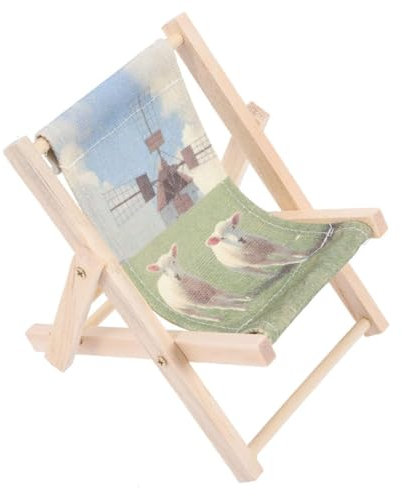 Handyhalterung Handyhalter Reise Gadgets Schreibtisch ZubehörMiniatur Strandstuhl Liegestuhl Puppenhaus Zubehör Phone Holder, Segeltuch,Faltbarer Handyhalter Travel Essentials(Lämmchen)