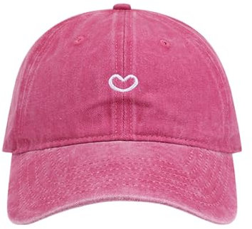 Basecap Damen, Basecap Damen Sommer mit Herzförmiges Stickmuster Mütze Verstellbarem Baseball Caps Sport Cappy Frauen Outdoor Cappies Leicht Kappe Schildkappe Running Cap, Heißes pink, Einheitsgröße