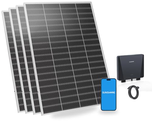 SUNSHARE Ray Lite 800W Balkonkraftwerk Ohne Halterung – komplett Steckdose N-Typ Solarmodule 25 % Effizienz – 800W Mikro-Wechselrichter mit WIFI & AC Kabel – Basic Kit PV Solaranlage Komplettset