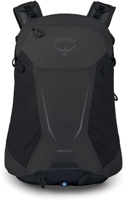 Osprey Hikelite Unisex Hiking Bag, 18L, Raven Black | daypack, travel daypack, camping pack, rain cover, wet weather carry, Black color, OS size