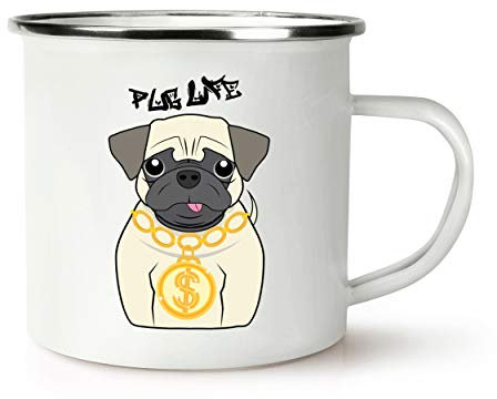 Pug Vie Retro Emaille Tasse Hund