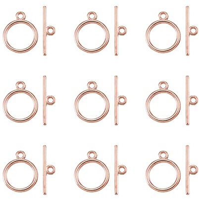 Kissitty 20 Sets Rose Gold Round Toggle Clasps Bracelet Necklace Closure End Clasps