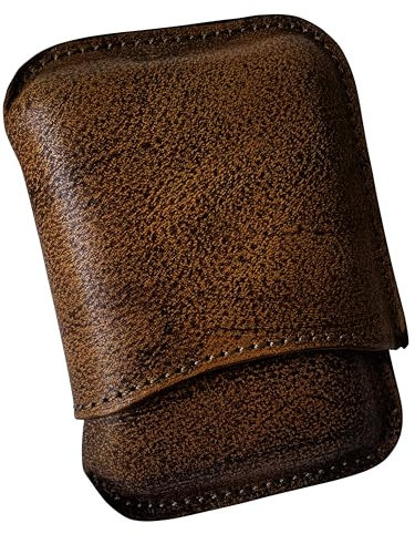 Etabeta Artigiano Toscano - Porta puros de piel auténtica curtida vegetal en la Toscana para un máximo de 4 vehículos - Fabricado en Italia, marrón tamponado, 11,5 x 8 x 2,5 cm, Modern
