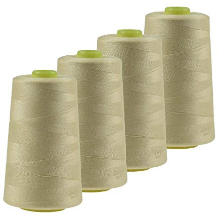 4 x 4572m Qualitäts Overlock-Garn Overlock-Nähgarn Oeko-Tex Farben 661 bis 700, Farbe:A679 grünbeige hell