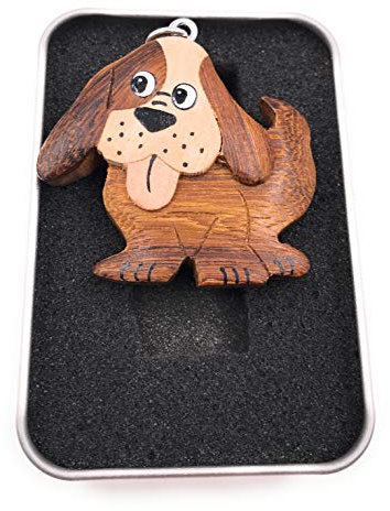 Onwomania - -Hund mit Schlappohren Schlüsselanhänger inkl. Geschenkbox - Glücksbringer Geschenk z.B. für den besten Freund, die beste Freundin, Mama - Für Männer, Frauen & Kinder