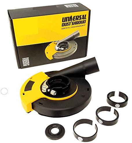 QuickT GDS701K Universal Surface Grinding Angle Grinder Dust Shroud 5 Inch - Dust Cover Collector with Vacuum Attachment for Angle Hand Grinders