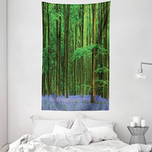 ABAKUHAUS Frühling Wandteppich und Tagesdecke, Beaming Sun und Endymion aus Weiches Mikrofaser Stoff Waschbar ohne Verblassen Digitaldruck, 140 x 230 cm, Grün Lavendel