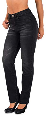 ESRA Jeans Schwarz Damen Jeans High Waist Schwarze Hose Damen Straight Leg Jeans Damen Stretch Jeans Hose Damen G7