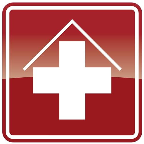Aufkleber Rettungszeichen Symbol Weisses Kreuz „Erste-Hilfe-Station“ Schild Folie selbstklebend Made in Germany | 5-40 cm, Größen Name: 20x20cm