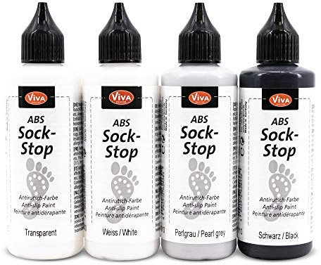 Viva Decor ABS Sock Stop Set (4 x 82 ml, Black is Beautyful) - Anti-Rutsch Noppen für Socken - Stopper - ABS Farbe - Made in Germany