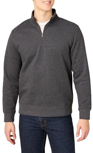 Amazon Essentials Men's Long-Sleeve Quarter-Zip Pullover Fleece Sweatshirt, Charcoal Heather, M
