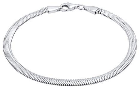Kuzzoi Silber-Armband für Herren aus massivem 925er Sterling Silber Flaches Herringbone Herrenarmband (4 mm) für den Mann handgefertigt, Länge 19 cm