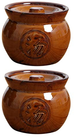 Cabilock 350Ml Ceramic Soup Pot with Lid Mini Clay Stew Pot Compact Clay Cooking for Home Kitchen and Restaurant Use