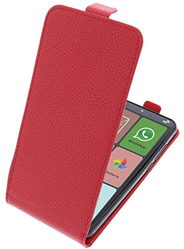 foto-kontor Custodia Compatibile con Brondi Amico Smartphone XL Nero Modello Tascabile Stile Flip Cover Rosso