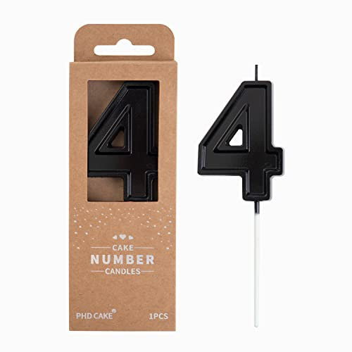 PHD CAKE 7,9 cm Luxe Schwarz 4 Zahlen Geburtstagskerzen Schwarz Zahlenkerzen Kuchen Zahlen Kerzen Party Feier