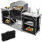 Izrielar Cuisine de camping avec protection anti-éclaboussures, armoire de camping avec sac de transport et cadre en aluminium, hauteur réglable, armoire de cuisine pour pique-nique