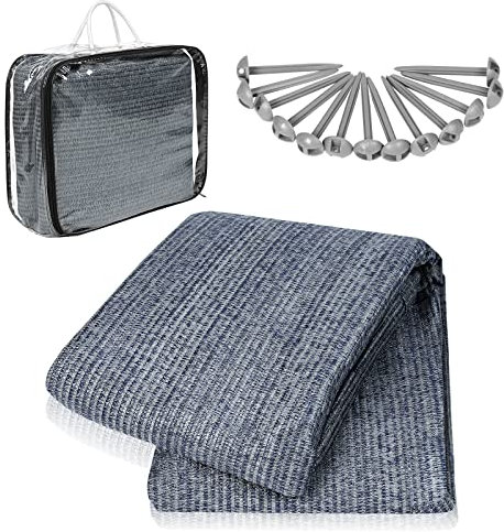 AufuN Vorzeltteppich Markisenteppich, Outdoor Campingmatte 250x300cm, Teppich für Zelt Wohnmobil aus HDPE, wasserdichte Zeltplane mit Ösen, universal Footprint für Zelte (2.5x3m)