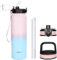 GOPPUS 1L/32oz Stainless Water Bottle with Straw Double Wall Insulated Bottles with Strap Reusable Vacuum Thermal Flask Leakproof Keep Cold Drinks Bottles with Flip Top Lid for Gym Men Women BPA Free