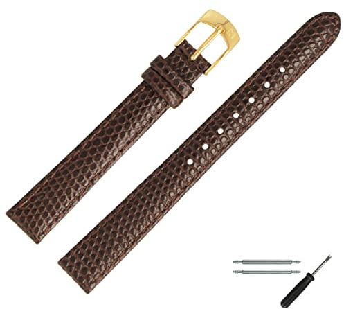 MARBURGER Uhrenarmband 12mm Leder Eidechse Prägung - Werkzeug Montage Set 78012